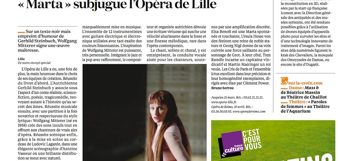 "Marta subjugue l'Opéra de Lille"
